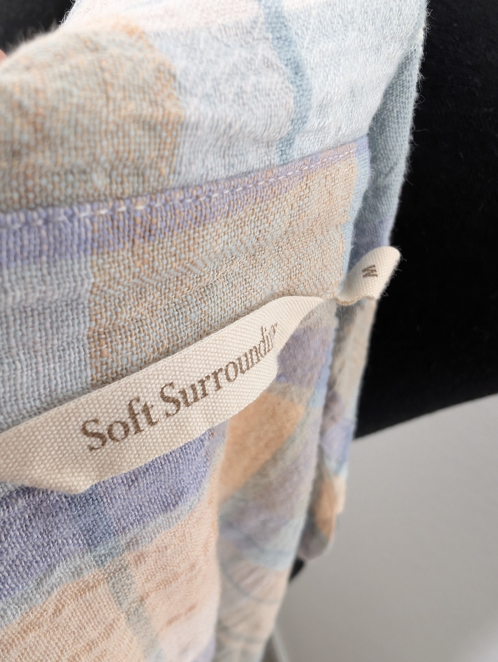 Soft Surroundings Rainbow Row Pastel Plaid Linen Shirt Medium - Picture 6 of 7